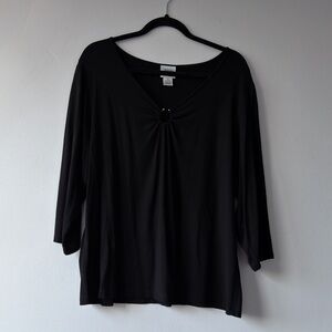 Elegant Black V-Neck Women's Blouse